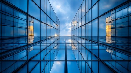 Modern Glass Facades Reflecting Sky