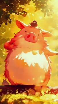 Wild boar dancing in the woods