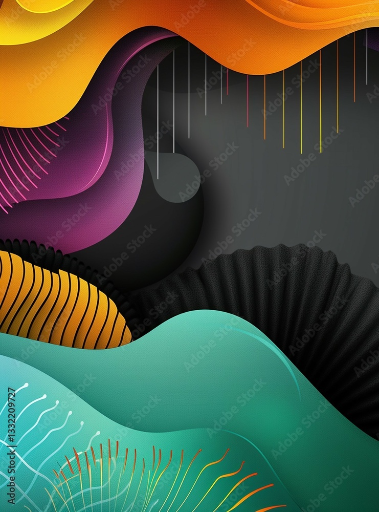 Fototapete waves abstract background concept. smooth gradient waves in vibrant color transition creating a sere