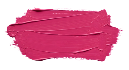 Bold Pink Paintbrush Stroke with Smooth Texture and Expressive Brushwork Isolated on PNG Background.