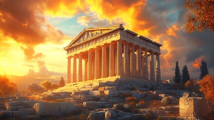 Obraz premium Marble columns Greek architectural heritage design high resolution hd picture