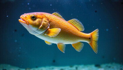 Intricate freshwater fish swimming in clear water, aquatic beauty