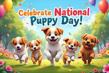 A banner image created for national puppy day - 2025 march 23
