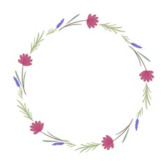 Fototapeta premium circle simple flower frame isolated on a white background
