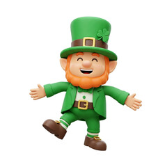 Variety of Cheerful 3D Jumping St. Patrick's Day Leperchaun Characters Isolated