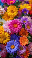 A colorful wildflower garden bursts into full bloom, filling the landscape with vibrant hues and delicate petals.