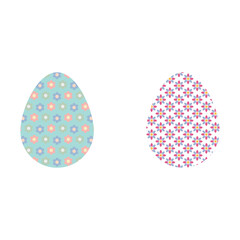 Set of colorful easter eggs with floral pattern on white background