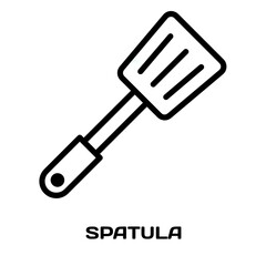 Spatula editable stroke outline icon isolated on white background flat vector illustration, black outline, Pixel perfect