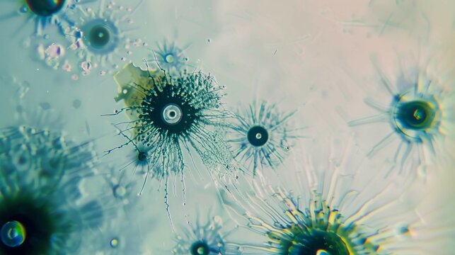 Close-up of a microscope slide revealing parasitic organisms under high magnification, showcasing detailed biological research and scientific study in a laboratory setting.