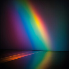 Obraz premium prism rainbow light flares overlay on black grainy, rainbow, overlay, flare, prism, abstract, colourful, effect, background. ai