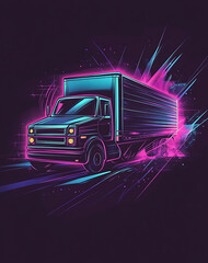 delivery truck graphic on a dark background 