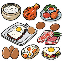 Premium Surf & Turf Ingredients - Hand-Drawn Illustration
