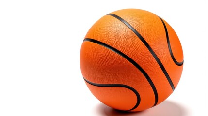 High-quality basketball isolated on a white background. Textured orange ball used for professional and recreational play. Ideal sports equipment for games, training, and competitions
