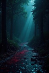 Obraz premium Dark, distorted surface with digital noise and mysterious shadows , abstract, glitch art