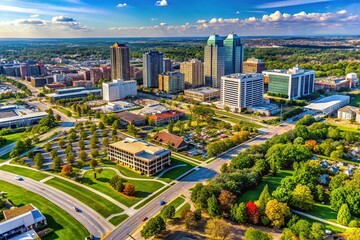 Kansas City suburb's skyline: sleek, modern structures.