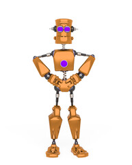 old fashion robot cartoon is doing a super hero pose and waiting for action