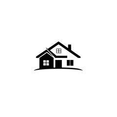 Fototapeta premium Minimalist black and white house logo on white background, capturing modern architecture, real estate, and property.