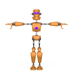 old fashion robot cartoon on t pose