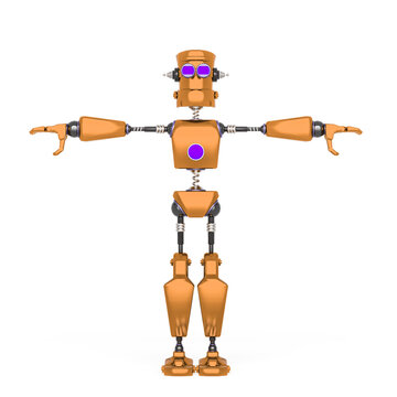 old fashion robot cartoon on t pose