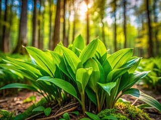 Obraz premium Edible wild ramps: springtime foliage, delicious finds.