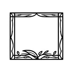 Elegant Black and White Square Frame with Ornate Leafy Border Design, Perfect for Invitations, Announcements, or Artwork.