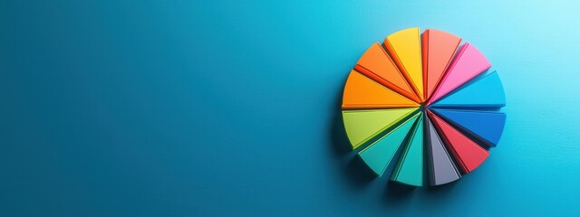 Obraz premium Colorful Circular Segments on a Teal Surface in Creative Arrangement