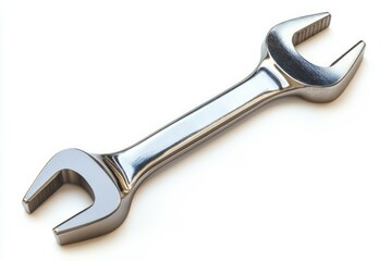 Metallic double-ended wrench on white background. Neural network AI generated