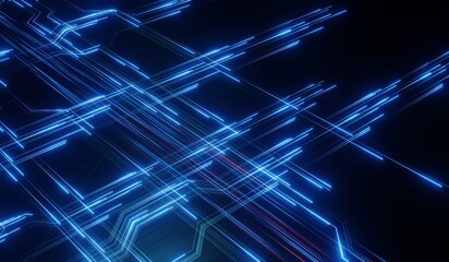 Electrical circuit background, technology background, electric current, 3d illustration