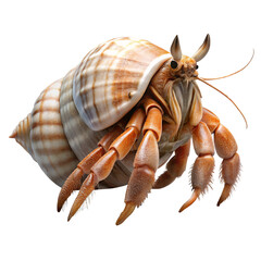 Hermit Crab's Habitat: Captivating studio shot of a hermit crab, displaying its unique shell-dwelling lifestyle, intricate details, and vibrant colors against a plain backdrop.AI Generated