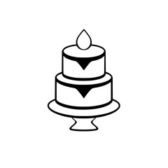 Minimalist Two-Tier Cake with Decorative Accents, Set on a Pedestal, Topped with a Single Decorative Shape, Against a Pure White Backdrop.