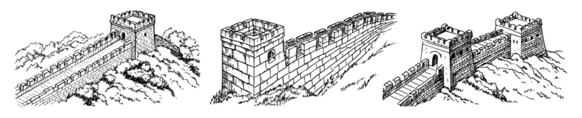 great wall of china vector silhouette shape black outline