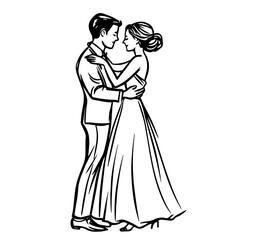 Fototapeta premium bride and groom dancing vector sketch illustration