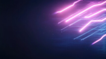 Fototapeta premium futuristic abstract design with interwoven neon lines and geometric shapes glows against dark backdrop