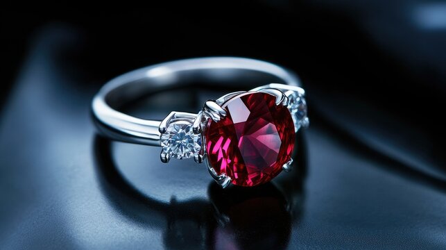 A bold statement ruby gemstone ring with an elegant platinum setting.