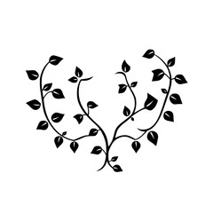 Black silhouette illustration of intertwining vines with stylized leaves forming a heart shape on white background. © MatandSterre