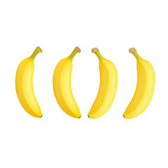 Fresh Ripe Bananas Isolated on White Background