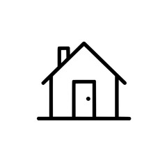 Simple vector icon of a home featuring a door roof and chimney against a plain background Clean and minimal design