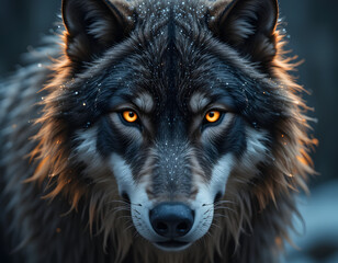 Fierce Wolf Staring Into the Distance with Glowing Eyes, Embodying Strength, Wilderness, and the Spirit of the Wild