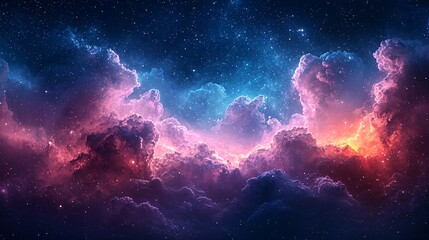 Colorful Cosmic Clouds in Vast Night Sky with Stars and Celestial Patterns for Scenic Backgrounds