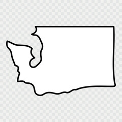 Washington Map Black, State Border, United States, US America, Transparent Isolated, Variations. High detailed vector map - Washington. Vector icon. Color set