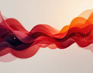 Dynamic flowing red waves abstract background digital art minimalist style horizontal view visual energy