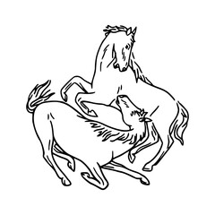 vector illustration of a two horse