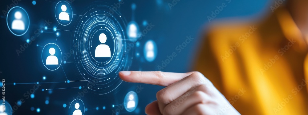 Poster digital connection concept with virtual user profiles and network