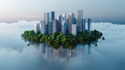 Obraz premium A city skyline where buildings are shaped like tree trunks