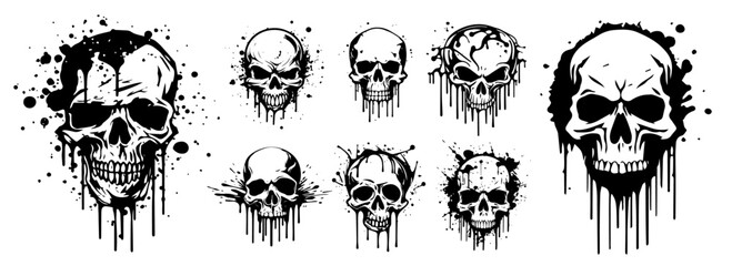 Fototapeta premium skull dripping ink illustrations vector black shape silhouette