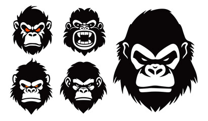 gorilla head illustrations vector black shape silhouette