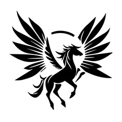 Obraz premium majestic flying pegasus vector black shape silhouette