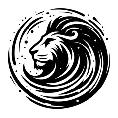 majestic lion head circular design vector black shape silhouette © Aisha Kudorova