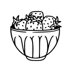 bowl of strawberries vector illustration