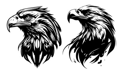 majestic eagle head illustration vector black shape silhouette